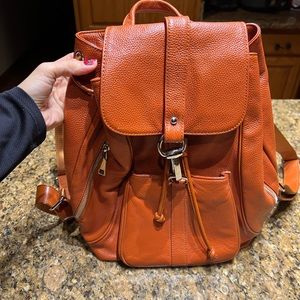 Coolcy Vintage Leather Drawstring Backpack Burnt Orange NWOT Excellent Condition